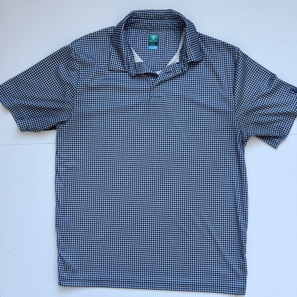 Pro Tour Men's Blue Checkered polo Shirt